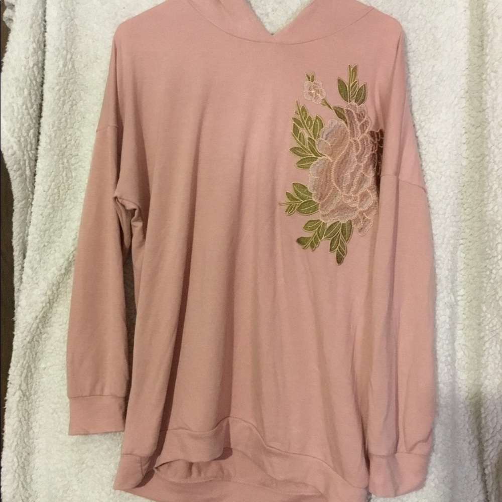 Embroidered pink sweater